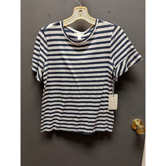 Nordstrom 1901 Size XS Blue White Striped short sleeve top Tshirt crew neck - Picture 1 of 6